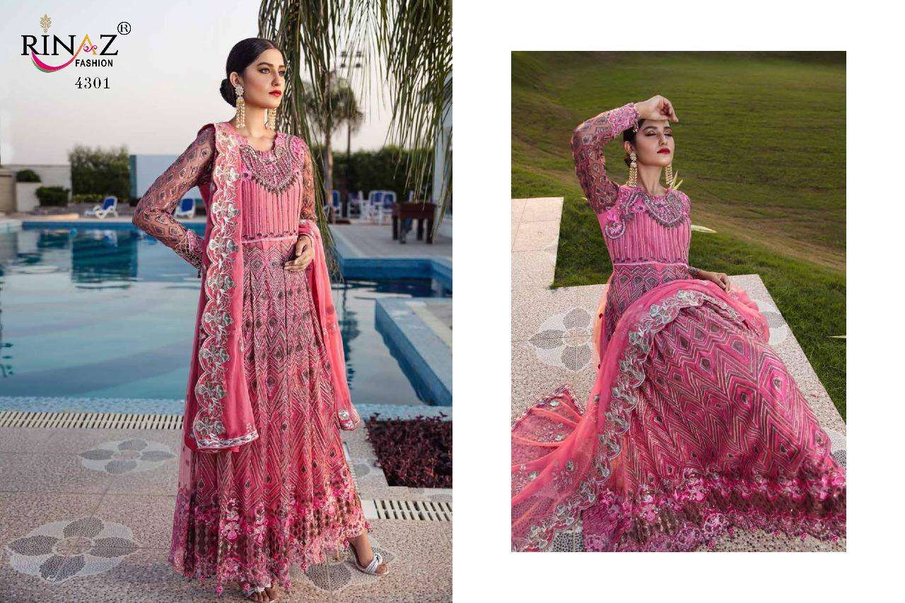 ZEBTAN VOL-4 BY RINAZ FASHION 4301 TO 4305 SERIES BEAUTIFUL STYLISH SHARARA SUITS FANCY COLORFUL CASUAL WEAR & ETHNIC WEAR & READY TO WEAR FAUX GEORGETTE WITH HEAVY EMBROIDERY DRESSES AT WHOLESALE PRICE
