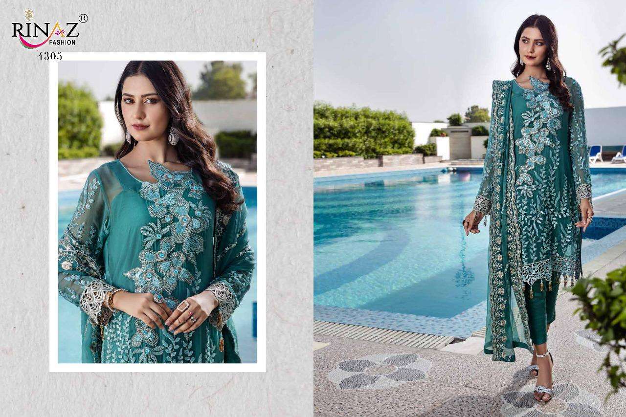 ZEBTAN VOL-4 BY RINAZ FASHION 4301 TO 4305 SERIES BEAUTIFUL STYLISH SHARARA SUITS FANCY COLORFUL CASUAL WEAR & ETHNIC WEAR & READY TO WEAR FAUX GEORGETTE WITH HEAVY EMBROIDERY DRESSES AT WHOLESALE PRICE