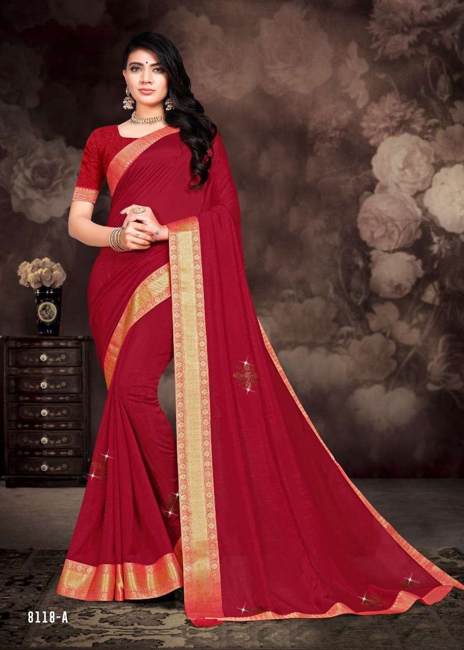 MILK CAKE BY INDIAN WOMEN 8118-A TO 8118-H SERIES INDIAN TRADITIONAL WEAR COLLECTION BEAUTIFUL STYLISH FANCY COLORFUL PARTY WEAR & OCCASIONAL WEAR DYED SILK SAREES AT WHOLESALE PRICE