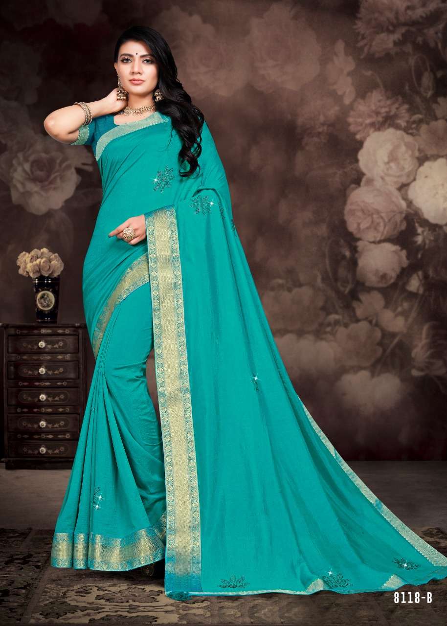 MILK CAKE BY INDIAN WOMEN 8118-A TO 8118-H SERIES INDIAN TRADITIONAL WEAR COLLECTION BEAUTIFUL STYLISH FANCY COLORFUL PARTY WEAR & OCCASIONAL WEAR DYED SILK SAREES AT WHOLESALE PRICE