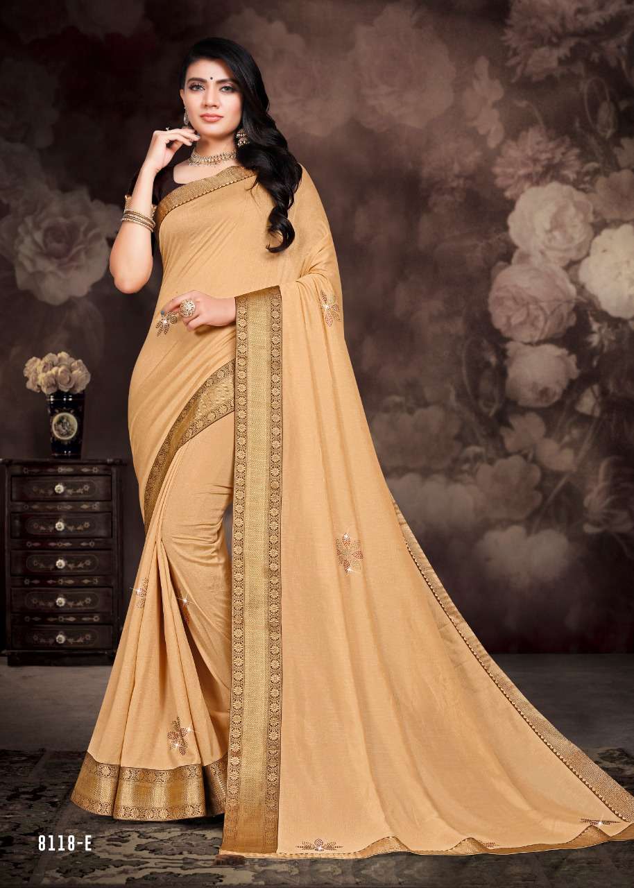 MILK CAKE BY INDIAN WOMEN 8118-A TO 8118-H SERIES INDIAN TRADITIONAL WEAR COLLECTION BEAUTIFUL STYLISH FANCY COLORFUL PARTY WEAR & OCCASIONAL WEAR DYED SILK SAREES AT WHOLESALE PRICE