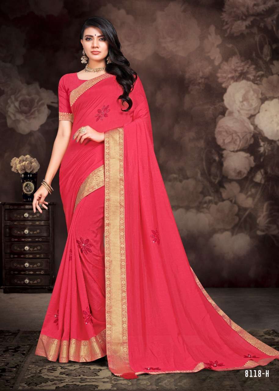 MILK CAKE BY INDIAN WOMEN 8118-A TO 8118-H SERIES INDIAN TRADITIONAL WEAR COLLECTION BEAUTIFUL STYLISH FANCY COLORFUL PARTY WEAR & OCCASIONAL WEAR DYED SILK SAREES AT WHOLESALE PRICE