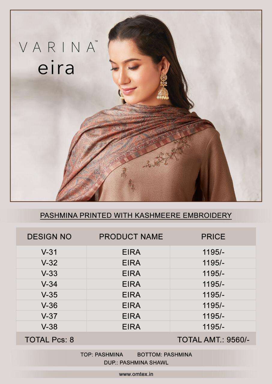 EIRA BY VARINA 31 TO 38 SERIES BEAUTIFUL STYLISH SHARARA SUITS FANCY COLORFUL CASUAL WEAR & ETHNIC WEAR & READY TO WEAR PASHMINA PRINTED DRESSES AT WHOLESALE PRICE