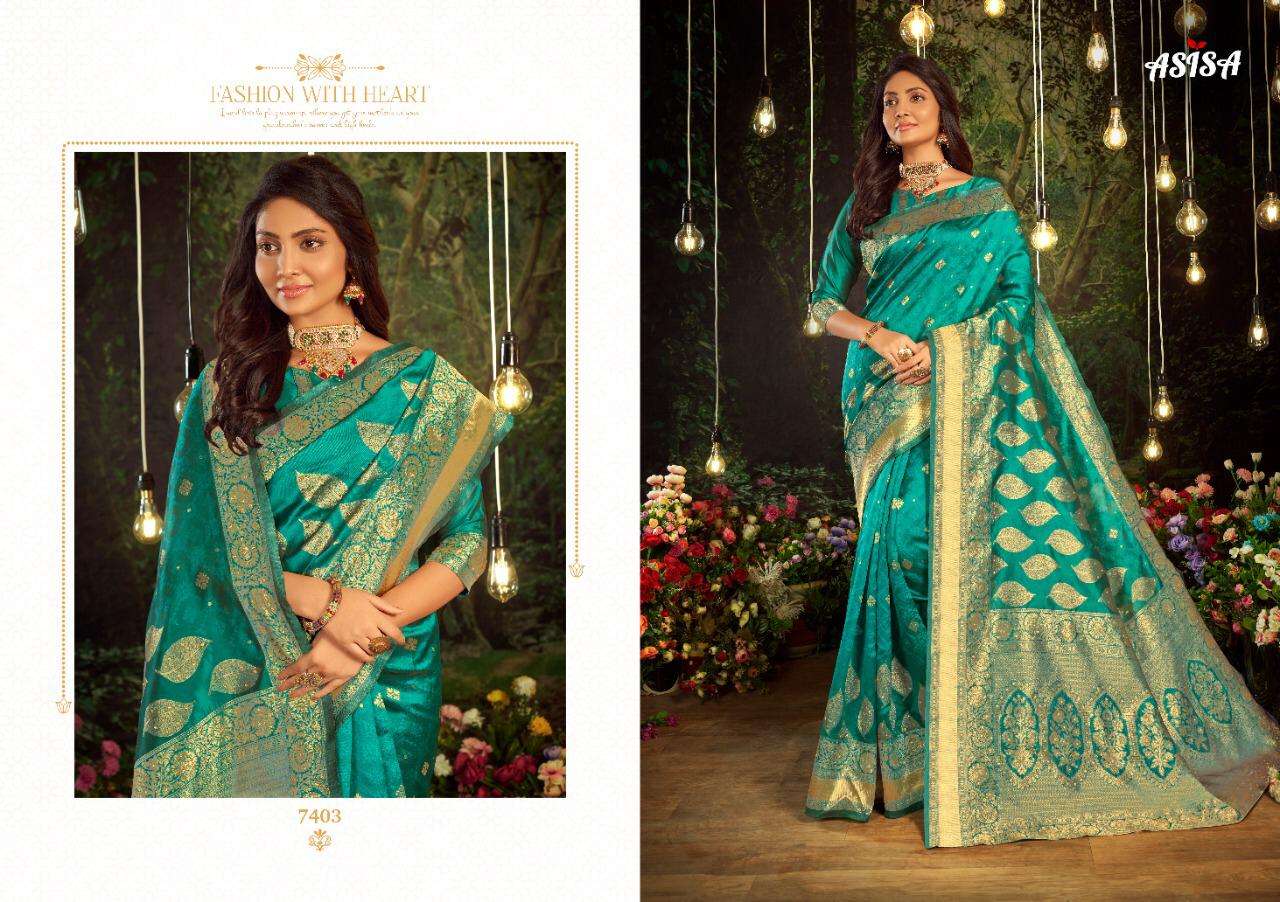 PANCHI BY ASISA 7401 TO 7406 SERIES INDIAN TRADITIONAL WEAR COLLECTION BEAUTIFUL STYLISH FANCY COLORFUL PARTY WEAR & OCCASIONAL WEAR SOFT SILK SAREES AT WHOLESALE PRICE