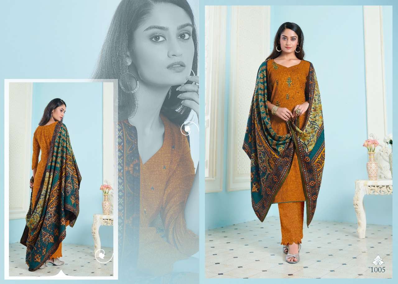 MADHUBALA BY 7 CLOUDS 1001 TO 1008 SERIES DESIGNER ANARKALI SUITS COLLECTION BEAUTIFUL STYLISH FANCY COLORFUL PARTY WEAR & OCCASIONAL WEAR PURE PASHMINA PRINTED WITH EMBROIDERY DRESSES AT WHOLESALE PRICE