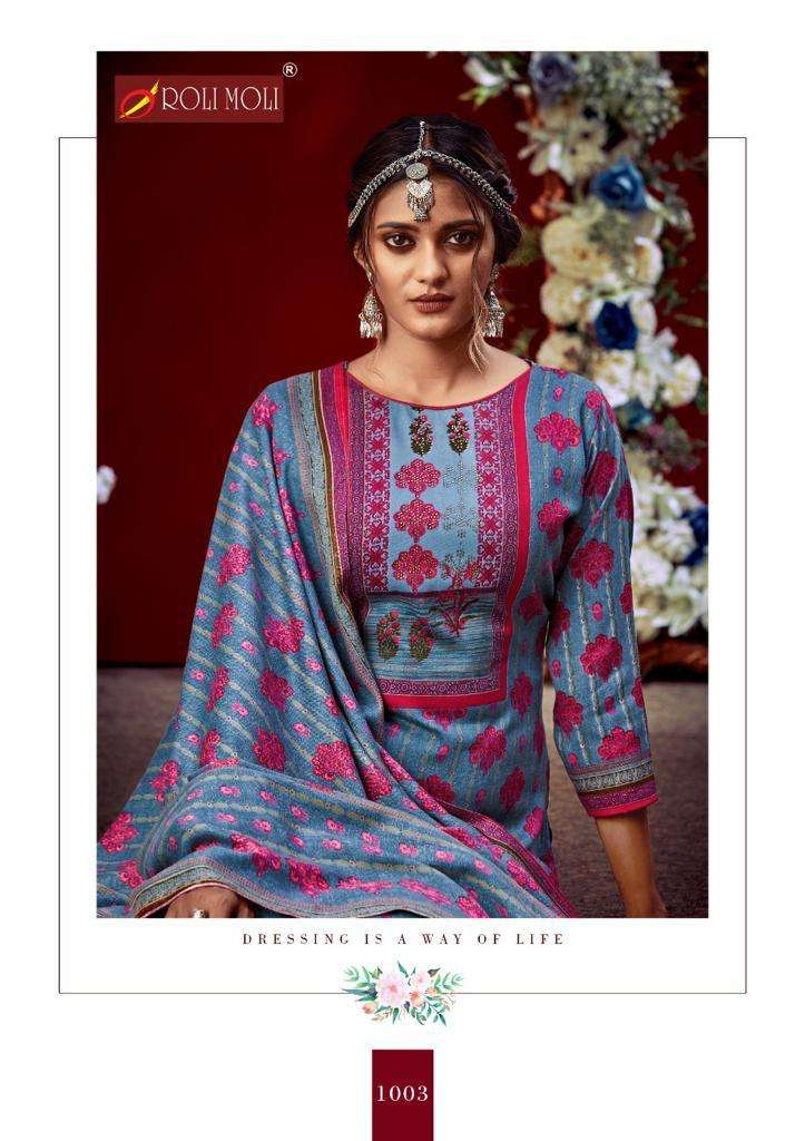 AMAYARA BY ROLI MOLI 1001 TO 1008 SERIES BEAUTIFUL PAKISTANI SUITS COLORFUL STYLISH FANCY CASUAL WEAR & ETHNIC WEAR PASHMINA PRINTED WITH WORK DRESSES AT WHOLESALE PRICE