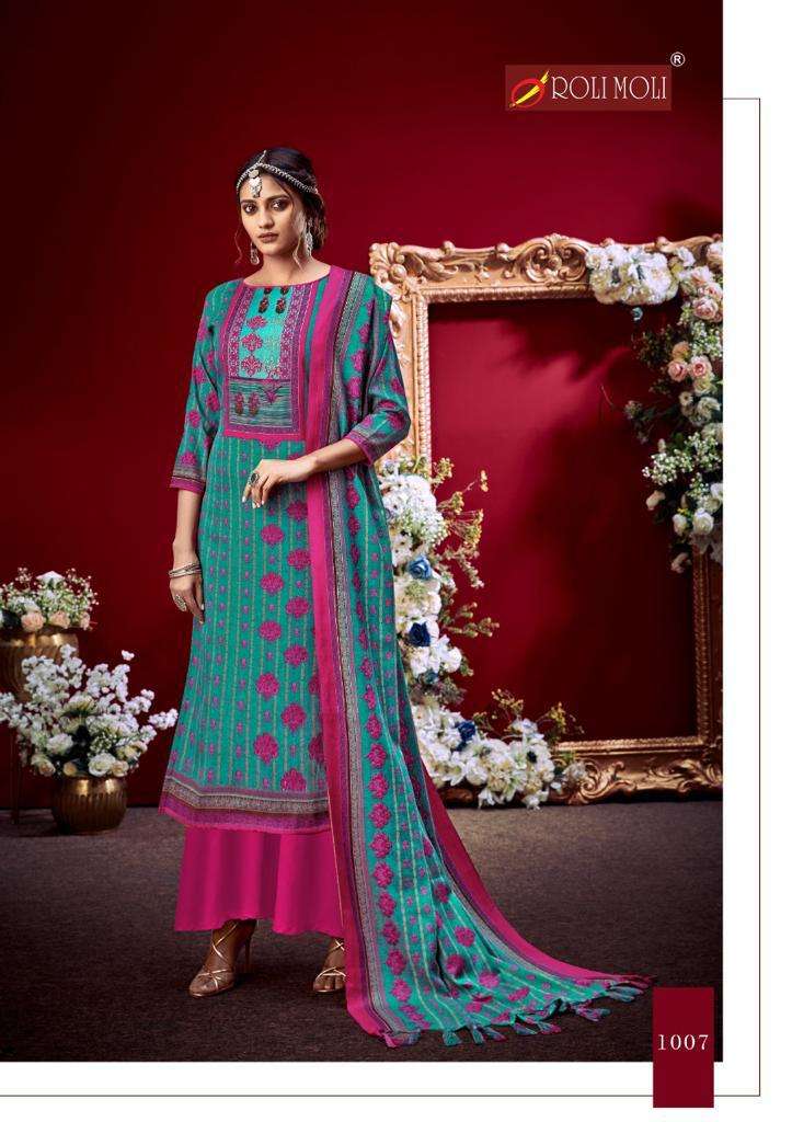 AMAYARA BY ROLI MOLI 1001 TO 1008 SERIES BEAUTIFUL PAKISTANI SUITS COLORFUL STYLISH FANCY CASUAL WEAR & ETHNIC WEAR PASHMINA PRINTED WITH WORK DRESSES AT WHOLESALE PRICE