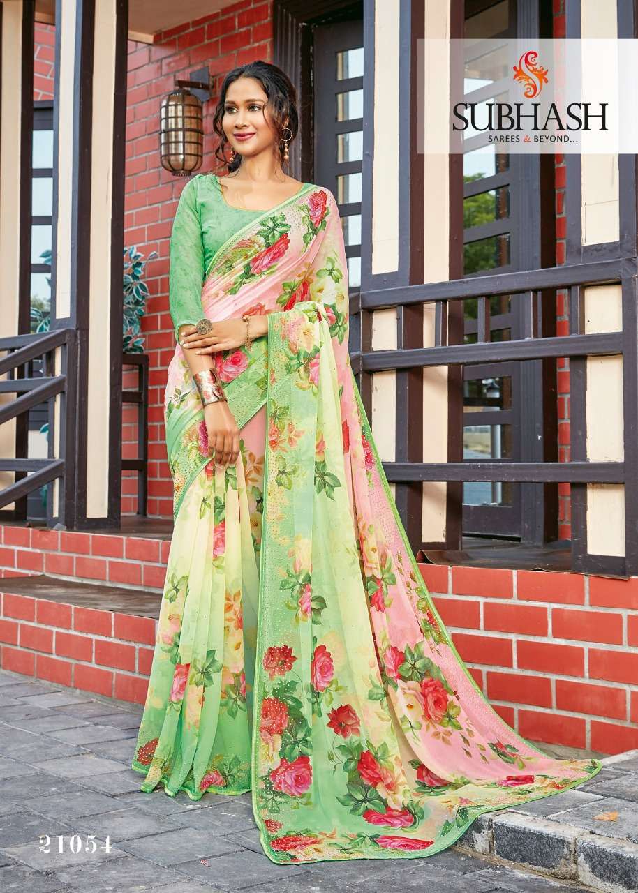FLORA BY SUBHASH SAREES INDIAN TRADITIONAL WEAR COLLECTION BEAUTIFUL STYLISH FANCY COLORFUL PARTY WEAR & OCCASIONAL WEAR SOFT GEORGETTE PRINTED SAREES AT WHOLESALE PRICE