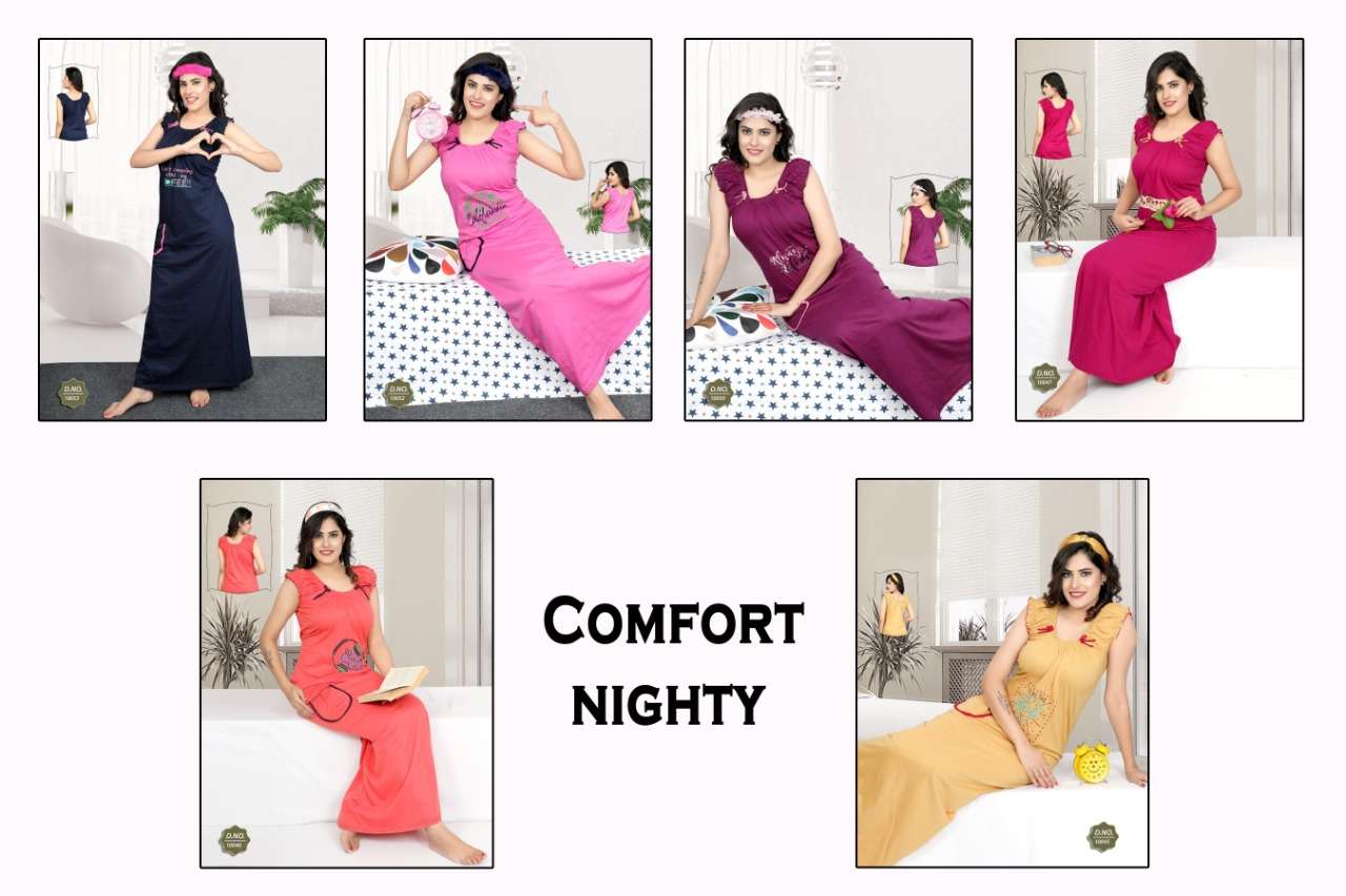 COMFORT NIGHTY BY KAAMIRI DESIGNER BEAUTIFUL STYLISH FANCY COLORFUL PARTY WEAR & OCCASIONAL WEAR SINKER NIGHTY AT WHOLESALE PRICE