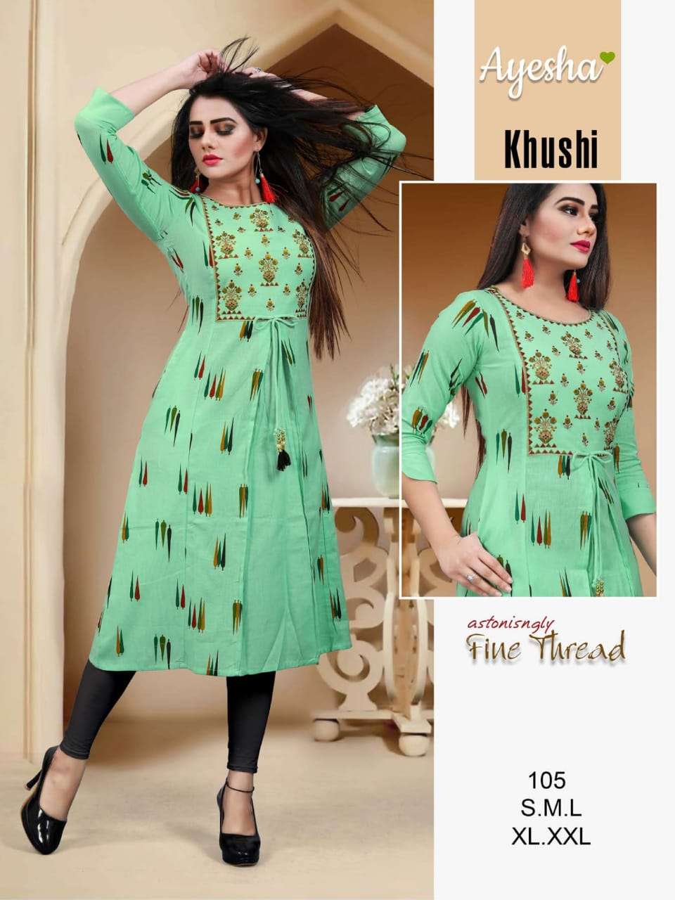 KHUSHI BY AYESHA 101 TO 108 SERIES BEAUTIFUL STYLISH COLORFUL FANCY PARTY WEAR & ETHNIC WEAR & READY TO WEAR FLEX COTTON SIDE POCKET KURTIS AT WHOLESALE PRICE