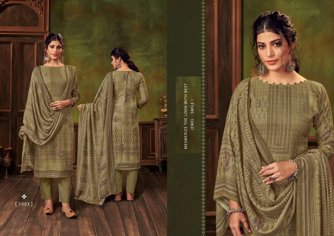 ZARNA BY RITU INTERNATIONAL 1001 TO 1008 SERIES DESIGNER PATIYALA SUITS BEAUTIFUL FANCY COLORFUL STYLISH PARTY WEAR & ETHNIC WEAR PURE WOOLEN PASHMINA PRINTED DRESSES AT WHOLESALE PRICE