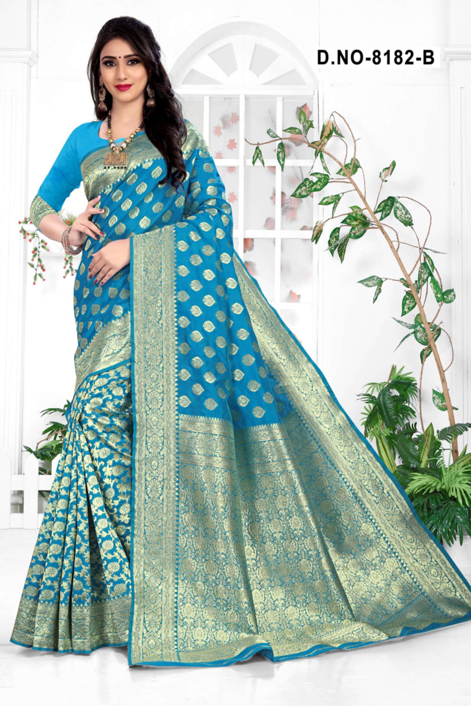 GOPI BAHU 8182 BY HAYTEE 8182-A TO 8182-D SERIES INDIAN TRADITIONAL WEAR COLLECTION BEAUTIFUL STYLISH FANCY COLORFUL PARTY WEAR & OCCASIONAL WEAR HANDLOOM COTTON JACQAURD SILK SAREES AT WHOLESALE PRICE
