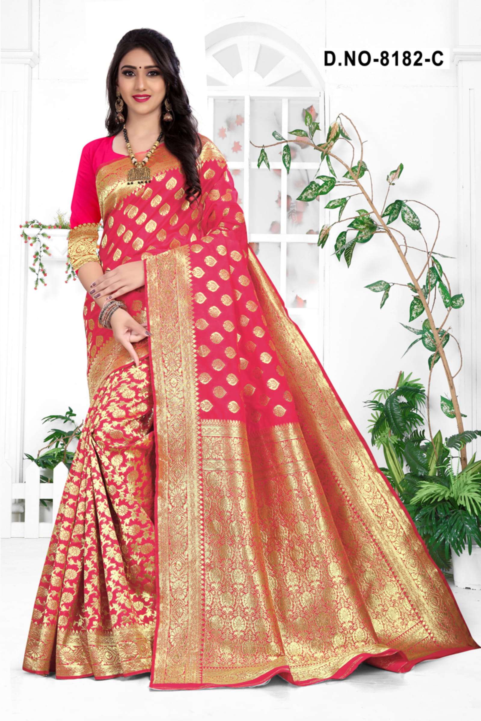 GOPI BAHU 8182 BY HAYTEE 8182-A TO 8182-D SERIES INDIAN TRADITIONAL WEAR COLLECTION BEAUTIFUL STYLISH FANCY COLORFUL PARTY WEAR & OCCASIONAL WEAR HANDLOOM COTTON JACQAURD SILK SAREES AT WHOLESALE PRICE