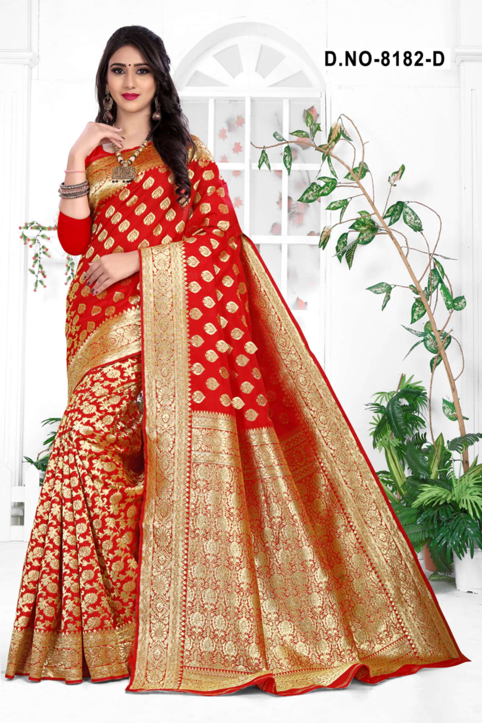 GOPI BAHU 8182 BY HAYTEE 8182-A TO 8182-D SERIES INDIAN TRADITIONAL WEAR COLLECTION BEAUTIFUL STYLISH FANCY COLORFUL PARTY WEAR & OCCASIONAL WEAR HANDLOOM COTTON JACQAURD SILK SAREES AT WHOLESALE PRICE