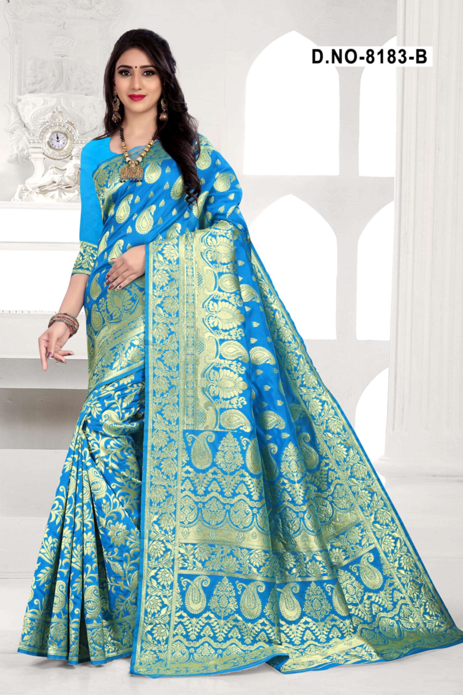 GOPI BAHU 8183 BY HAYTEE 8183-A TO 8183-D SERIES INDIAN TRADITIONAL WEAR COLLECTION BEAUTIFUL STYLISH FANCY COLORFUL PARTY WEAR & OCCASIONAL WEAR HANDLOOM COTTON JACQAURD SILK SAREES AT WHOLESALE PRICE