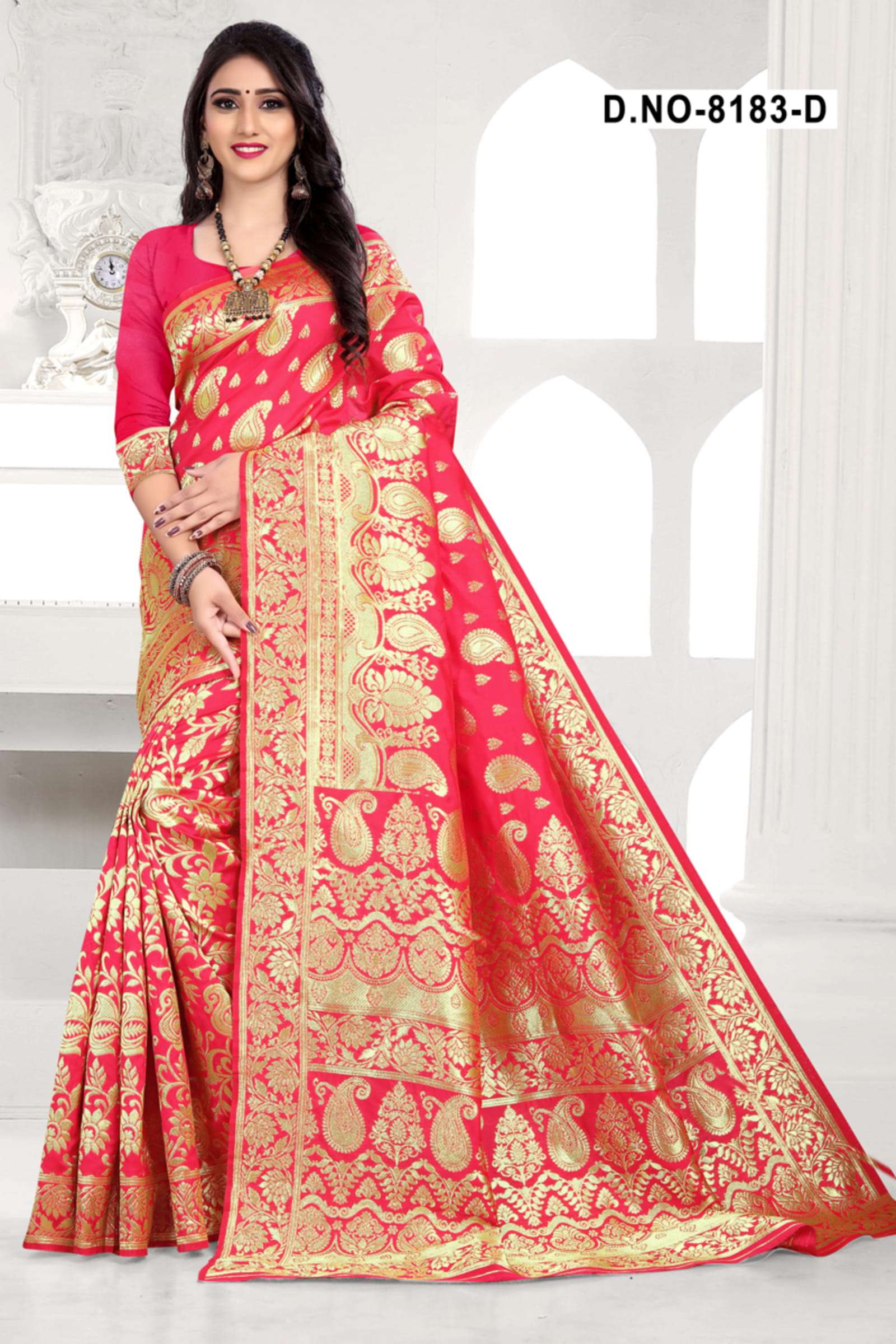 GOPI BAHU 8183 BY HAYTEE 8183-A TO 8183-D SERIES INDIAN TRADITIONAL WEAR COLLECTION BEAUTIFUL STYLISH FANCY COLORFUL PARTY WEAR & OCCASIONAL WEAR HANDLOOM COTTON JACQAURD SILK SAREES AT WHOLESALE PRICE