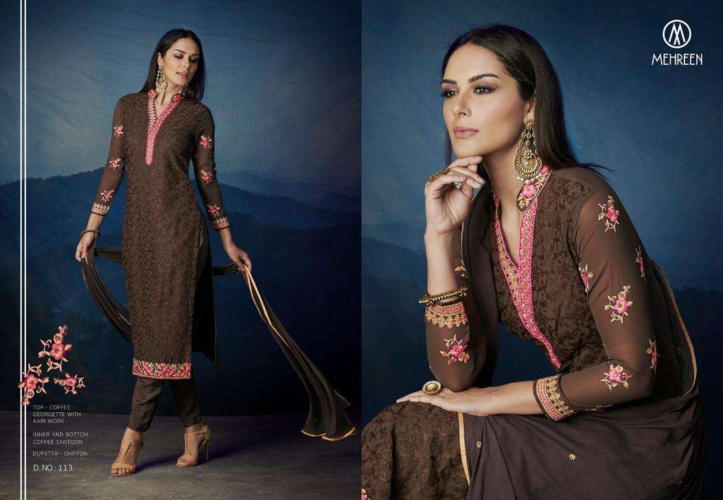 ANTRA BY MEHREEN 110 TO 116 SERIES DESIGNER SHARARA SUITS COLLECTION BEAUTIFUL STYLISH COLORFUL FANCY PARTY WEAR & OCCASIONAL WEAR PREMIUM GEORGETTE DRESSES AT WHOLESALE PRICE