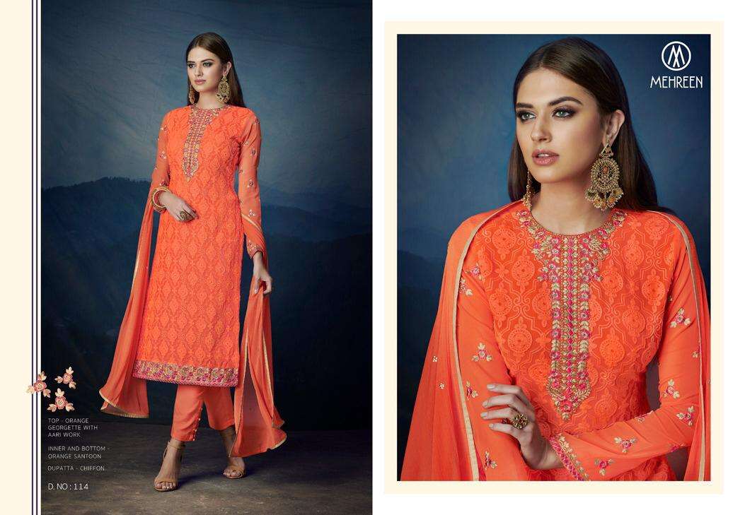 ANTRA BY MEHREEN 110 TO 116 SERIES DESIGNER SHARARA SUITS COLLECTION BEAUTIFUL STYLISH COLORFUL FANCY PARTY WEAR & OCCASIONAL WEAR PREMIUM GEORGETTE DRESSES AT WHOLESALE PRICE