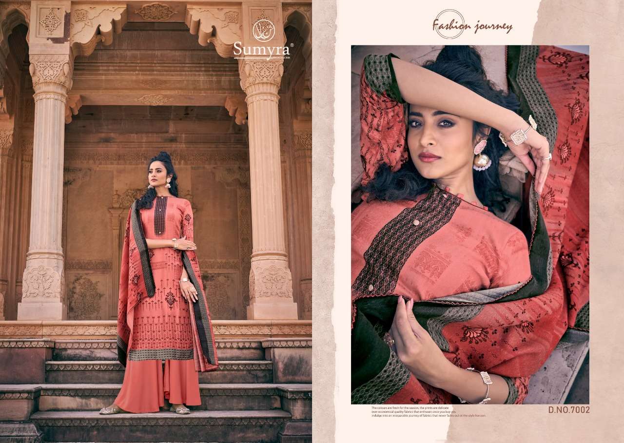 ANAYA BY SUMYRA FASHION 7001 TO 7008 SERIES DESIGNER COLLECTION SUITS BEAUTIFUL STYLISH FANCY COLORFUL PARTY WEAR & OCCASIONAL WEAR PURE PASHMINA DIGITAL PRINTED DRESSES AT WHOLESALE PRICE