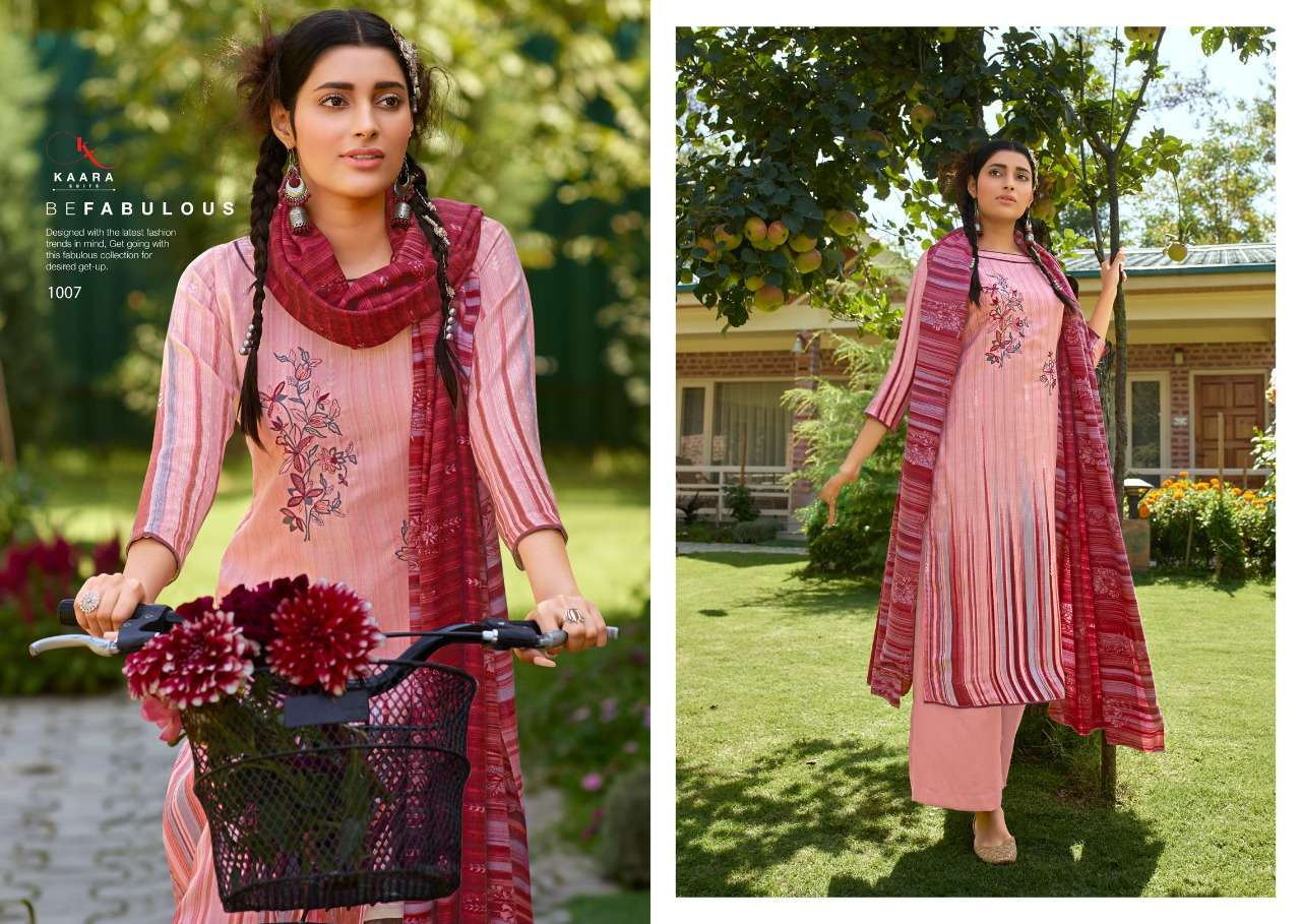 PATOLA BY KAARA SUITS 1001 TO 1008 SERIES BEAUTIFUL COLORFUL STYLISH PRETTY PARTY WEAR CASUAL WEAR OCCASIONAL WEAR SELF WOVEN PASHMINA PRINTED WITH EMBROIDERY DRESSES AT WHOLESALE PRICE