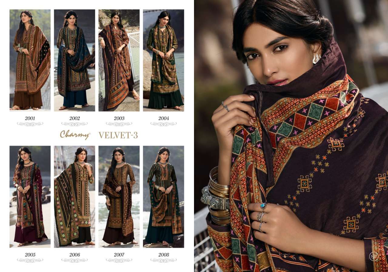 VELVET VOL-3 BY MEERA TRENDZ 2001 TO 2008 SERIES PATIYALA SUITS COLLECTION BEAUTIFUL STYLISH FANCY COLORFUL PARTY WEAR & ETHNIC WEAR VELVET DIGITAL PRINTED DRESSES AT WHOLESALE PRICE