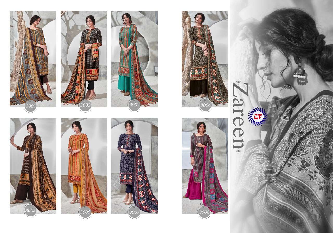 ZAREEN VOL-3 BY CHANDRA FASHION 3001 TO 3008 SERIES Z BEAUTIFUL PAKISTANI SUITS COLORFUL STYLISH FANCY CASUAL WEAR & ETHNIC WEAR PURE PASHMINA DESIGNER PRINT DRESSES AT WHOLESALE PRICE