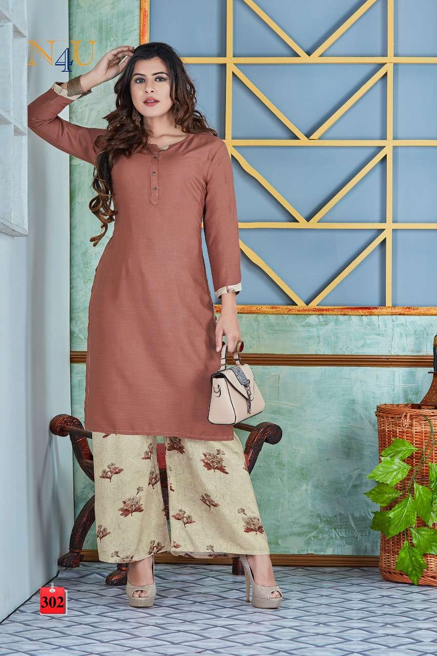 NIKKI WITH PLAZO BY ARIHANT NX 301 TO 306 SERIES BEAUTIFUL COLORFUL STYLISH FANCY CASUAL WEAR & READY TO WEAR TWO TON RAYON SLUB KURTIS WITH BOTTOM AT WHOLESALE PRICE