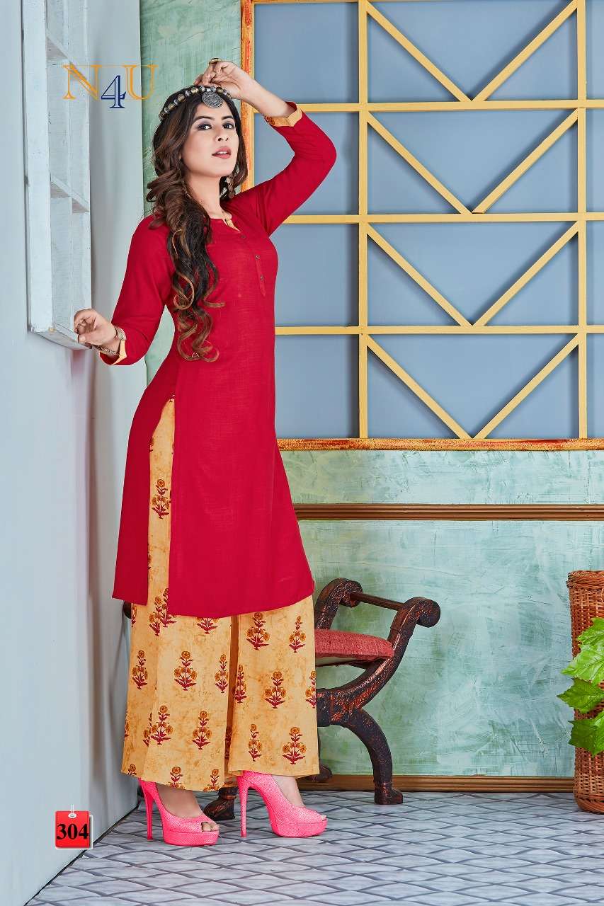 NIKKI WITH PLAZO BY ARIHANT NX 301 TO 306 SERIES BEAUTIFUL COLORFUL STYLISH FANCY CASUAL WEAR & READY TO WEAR TWO TON RAYON SLUB KURTIS WITH BOTTOM AT WHOLESALE PRICE