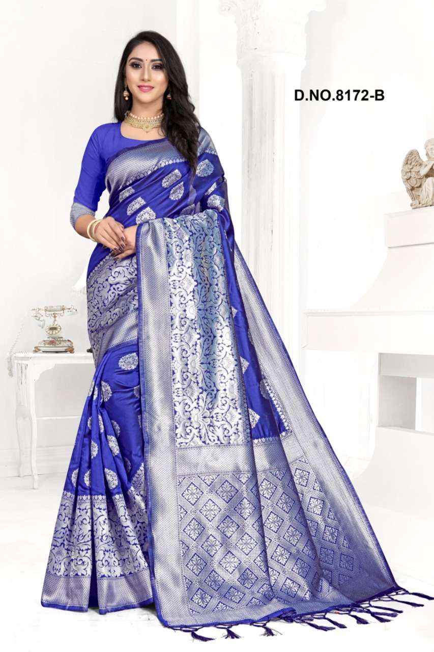 WHITE LOTUS-8172 BY KODAS  8172-A TO 8172-D SERIES INDIAN TRADITIONAL WEAR COLLECTION BEAUTIFUL STYLISH FANCY COLORFUL PARTY WEAR & OCCASIONAL WEAR HANDLOOM JACQUARD SILK SAREES AT WHOLESALE PRICE