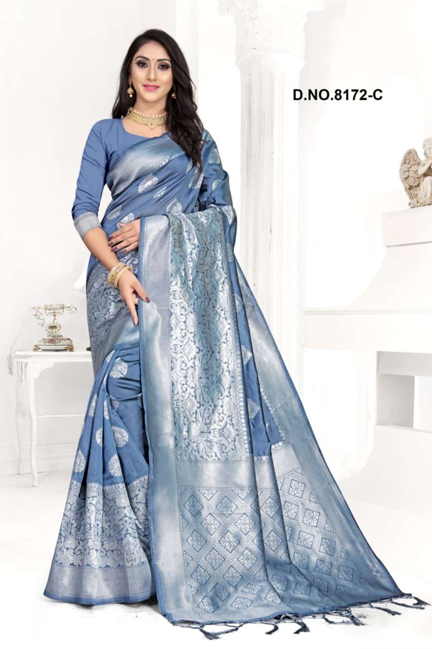 WHITE LOTUS-8172 BY KODAS  8172-A TO 8172-D SERIES INDIAN TRADITIONAL WEAR COLLECTION BEAUTIFUL STYLISH FANCY COLORFUL PARTY WEAR & OCCASIONAL WEAR HANDLOOM JACQUARD SILK SAREES AT WHOLESALE PRICE