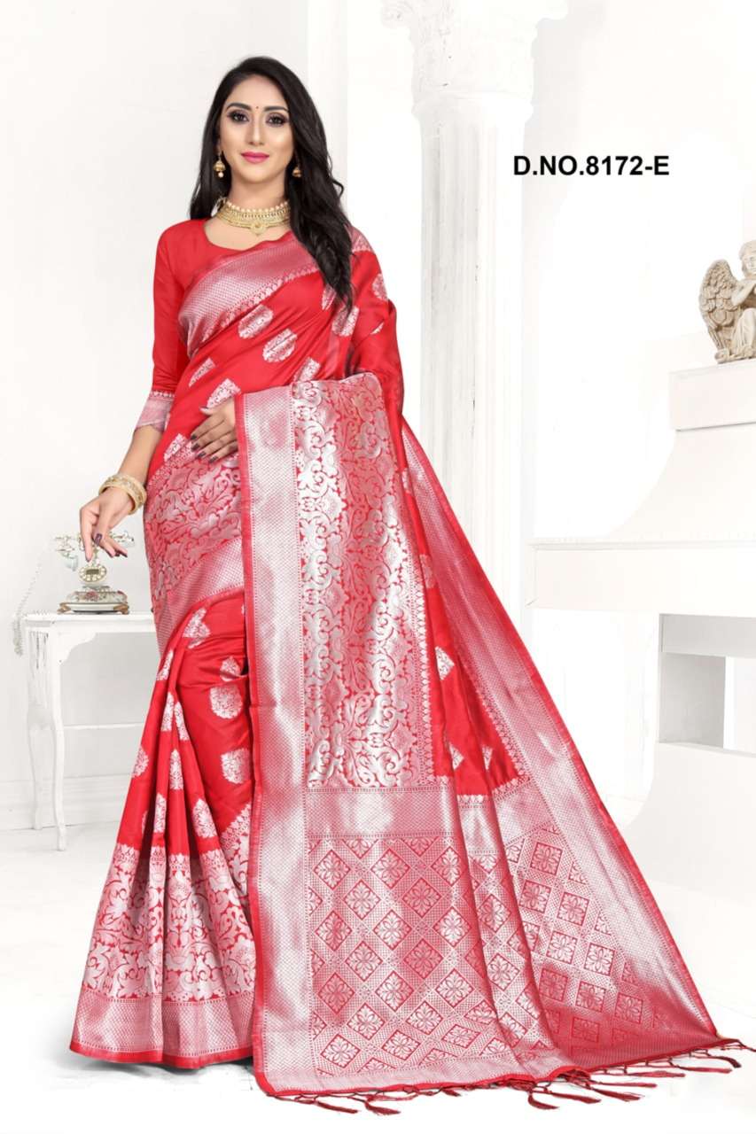 WHITE LOTUS-8172 BY KODAS  8172-A TO 8172-D SERIES INDIAN TRADITIONAL WEAR COLLECTION BEAUTIFUL STYLISH FANCY COLORFUL PARTY WEAR & OCCASIONAL WEAR HANDLOOM JACQUARD SILK SAREES AT WHOLESALE PRICE