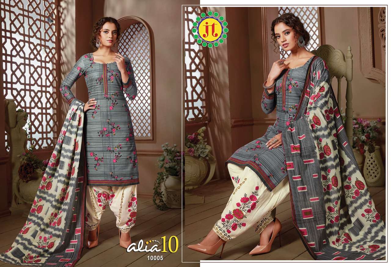 ALIA VOL-10 BY JT 10001 TO 10015 SERIES SUITS BEAUTIFUL FANCY COLORFUL STYLISH PARTY WEAR & OCCASIONAL WEAR COTTON PRINTED DRESSES AT WHOLESALE PRICE