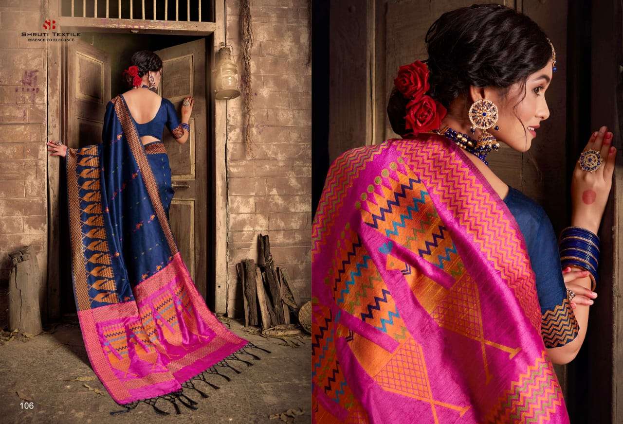 MAYRA BY SHRUTI 101 TO 111 SERIES INDIAN TRADITIONAL WEAR COLLECTION BEAUTIFUL STYLISH FANCY COLORFUL PARTY WEAR & OCCASIONAL WEAR FANCY PRINTED SAREES AT WHOLESALE PRICE