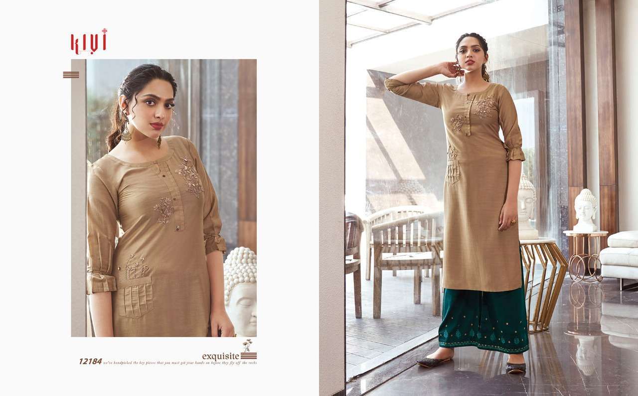 ELANTRA BY KIVI 12183 TO 12188 SERIES STYLISH FANCY BEAUTIFUL COLORFUL CASUAL WEAR & ETHNIC WEAR LINING WITH HANDWRO PRINTED KURTIS AT WHOLESALE PRICE