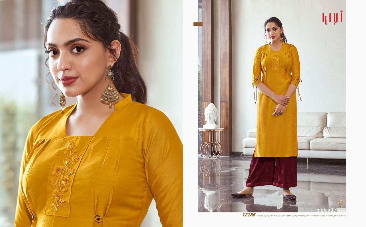 ELANTRA BY KIVI 12183 TO 12188 SERIES STYLISH FANCY BEAUTIFUL COLORFUL CASUAL WEAR & ETHNIC WEAR LINING WITH HANDWRO PRINTED KURTIS AT WHOLESALE PRICE