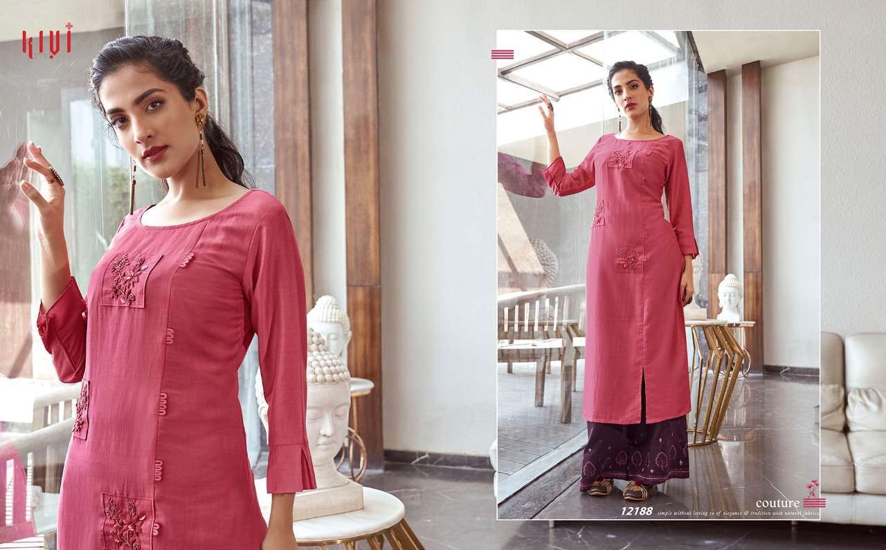 ELANTRA BY KIVI 12183 TO 12188 SERIES STYLISH FANCY BEAUTIFUL COLORFUL CASUAL WEAR & ETHNIC WEAR LINING WITH HANDWRO PRINTED KURTIS AT WHOLESALE PRICE