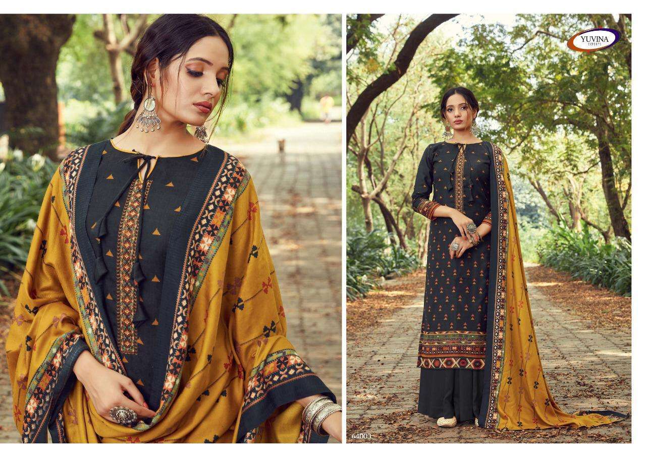 WINTER RAAGA BY YUVINA EXPORTS 64001 TO 64008 SERIES SUITS BEAUTIFUL FANCY COLORFUL STYLISH PARTY WEAR & OCCASIONAL WEAR PURE PASHMINA PRINTED DRESSES AT WHOLESALE PRICE