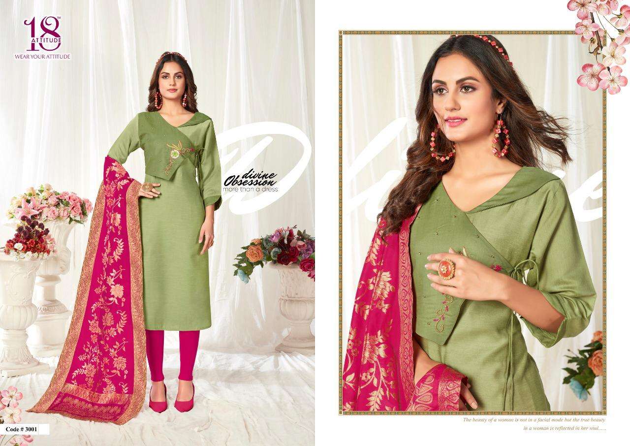 ODHNI VOL-3 BY 18 ATTITUDE 3001 TO 3007 SERIES DESIGNER BEAUTIFUL STYLISH FANCY COLORFUL CASUAL WEAR & ETHNIC WEAR & READY TO WEAR  LINEN SARTIN PRINTED KURTIS AT WHOLESALE PRICE