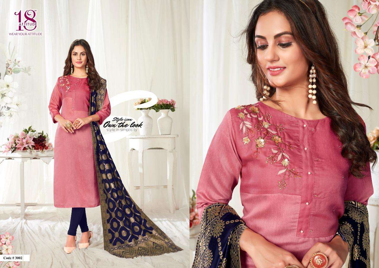 ODHNI VOL-3 BY 18 ATTITUDE 3001 TO 3007 SERIES DESIGNER BEAUTIFUL STYLISH FANCY COLORFUL CASUAL WEAR & ETHNIC WEAR & READY TO WEAR  LINEN SARTIN PRINTED KURTIS AT WHOLESALE PRICE