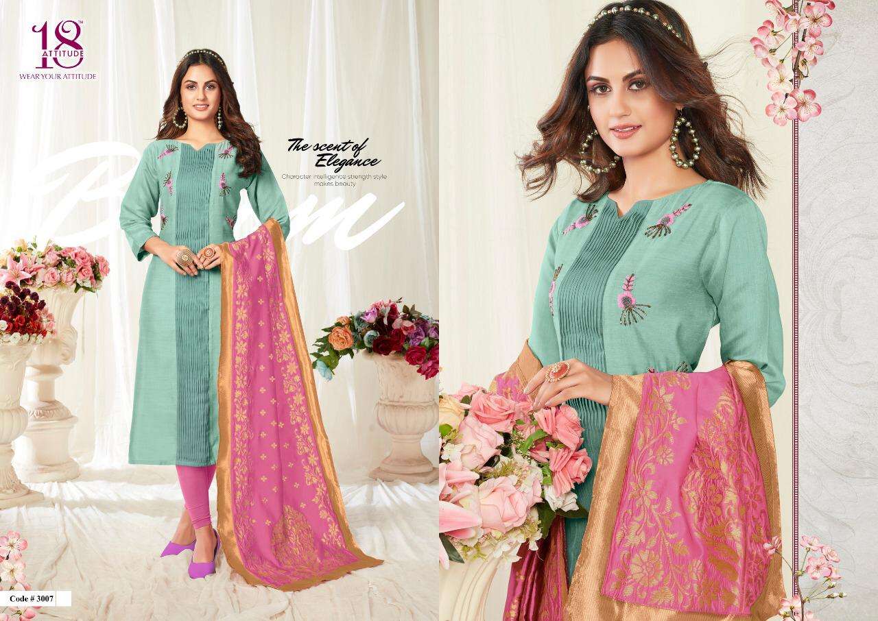 ODHNI VOL-3 BY 18 ATTITUDE 3001 TO 3007 SERIES DESIGNER BEAUTIFUL STYLISH FANCY COLORFUL CASUAL WEAR & ETHNIC WEAR & READY TO WEAR  LINEN SARTIN PRINTED KURTIS AT WHOLESALE PRICE