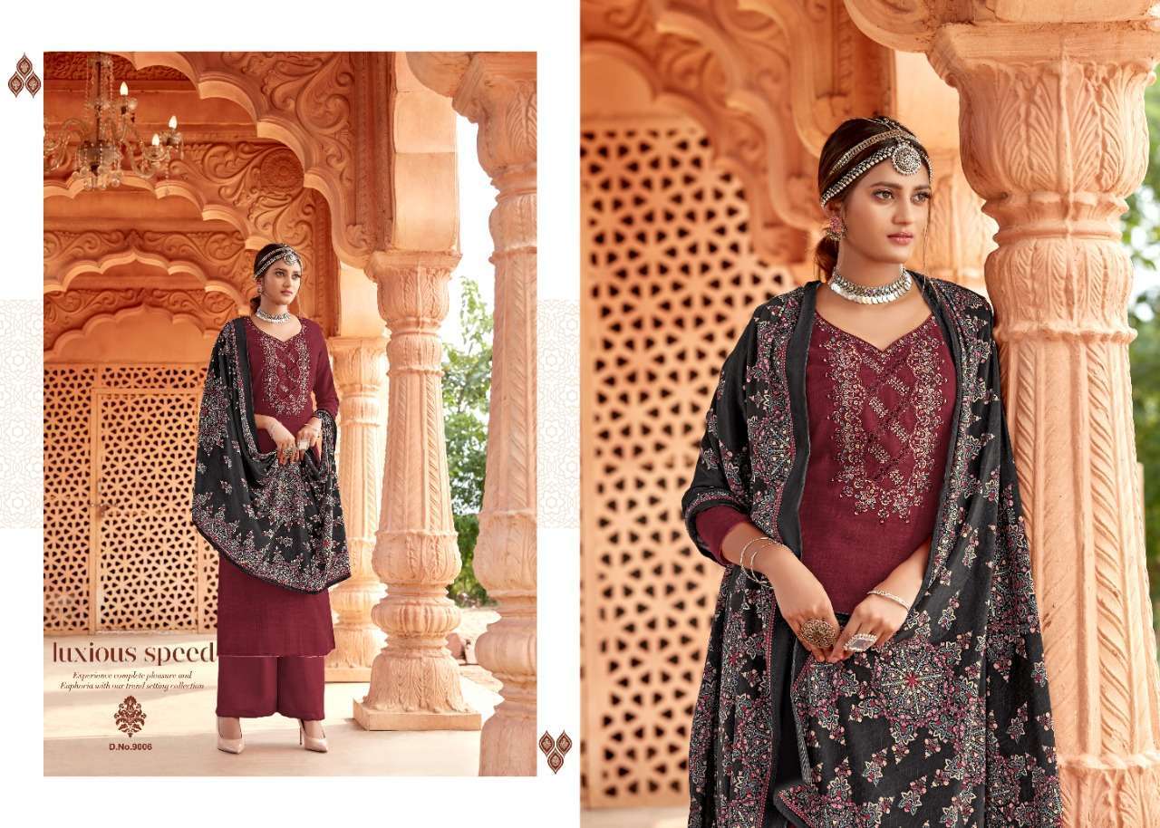 AMAYAH VOL-9 BY ZSM 9001 TO 9008 SERIES SUITS BEAUTIFUL FANCY COLORFUL STYLISH PARTY WEAR & OCCASIONAL WEAR I BALL PASHMINA PRINTED WITH EMBROIDERY DRESSES AT WHOLESALE PRICE