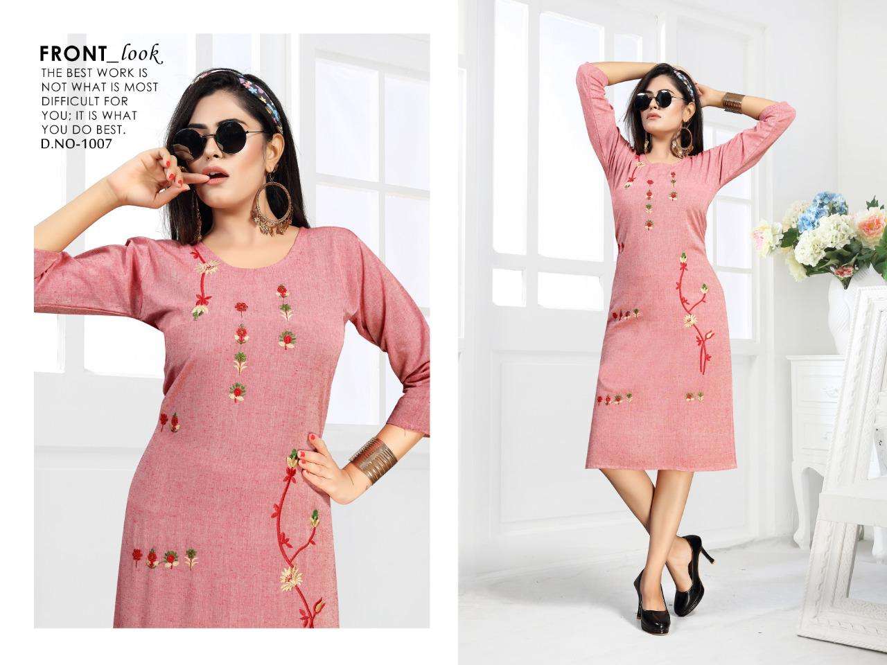 MAXIMA BY S S KURTIS 1001 TO 1008 SERIES STYLISH FANCY BEAUTIFUL COLORFUL CASUAL WEAR & ETHNIC WEAR RAYON FLEX EMBROIDERED KURTIS AT WHOLESALE PRICE