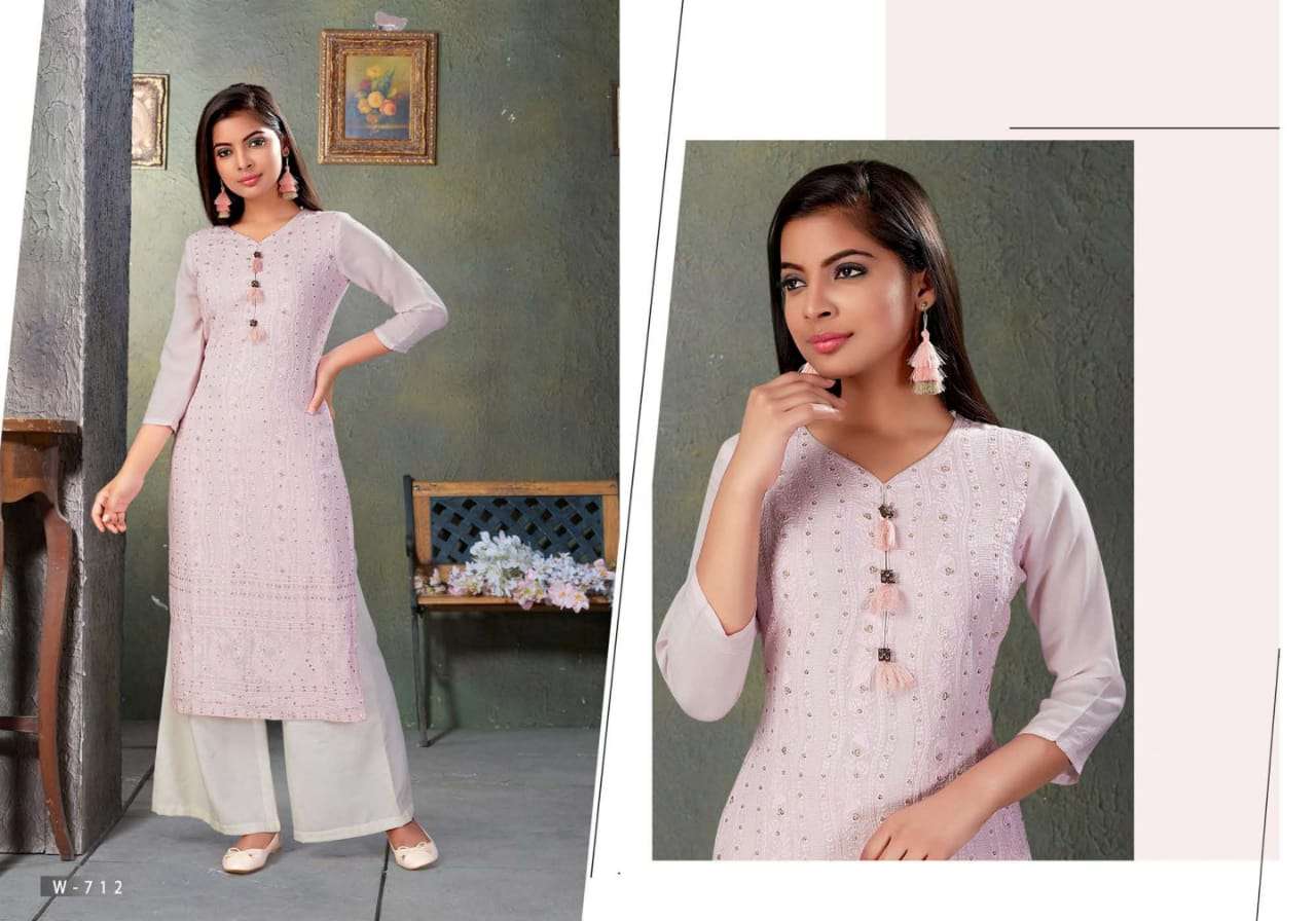 CHICKEN KARI BY SNAPSTYLE 709 TO 714 SERIES BEAUTIFUL STYLISH FANCY COLORFUL CASUAL WEAR & ETHNIC WEAR & READY TO WEAR FANCY EMBROIDERED KURTIS WITH BOTTOM AT WHOLESALE PRICE