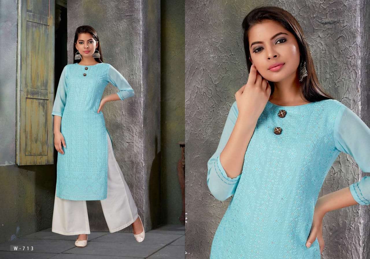 CHICKEN KARI BY SNAPSTYLE 709 TO 714 SERIES BEAUTIFUL STYLISH FANCY COLORFUL CASUAL WEAR & ETHNIC WEAR & READY TO WEAR FANCY EMBROIDERED KURTIS WITH BOTTOM AT WHOLESALE PRICE