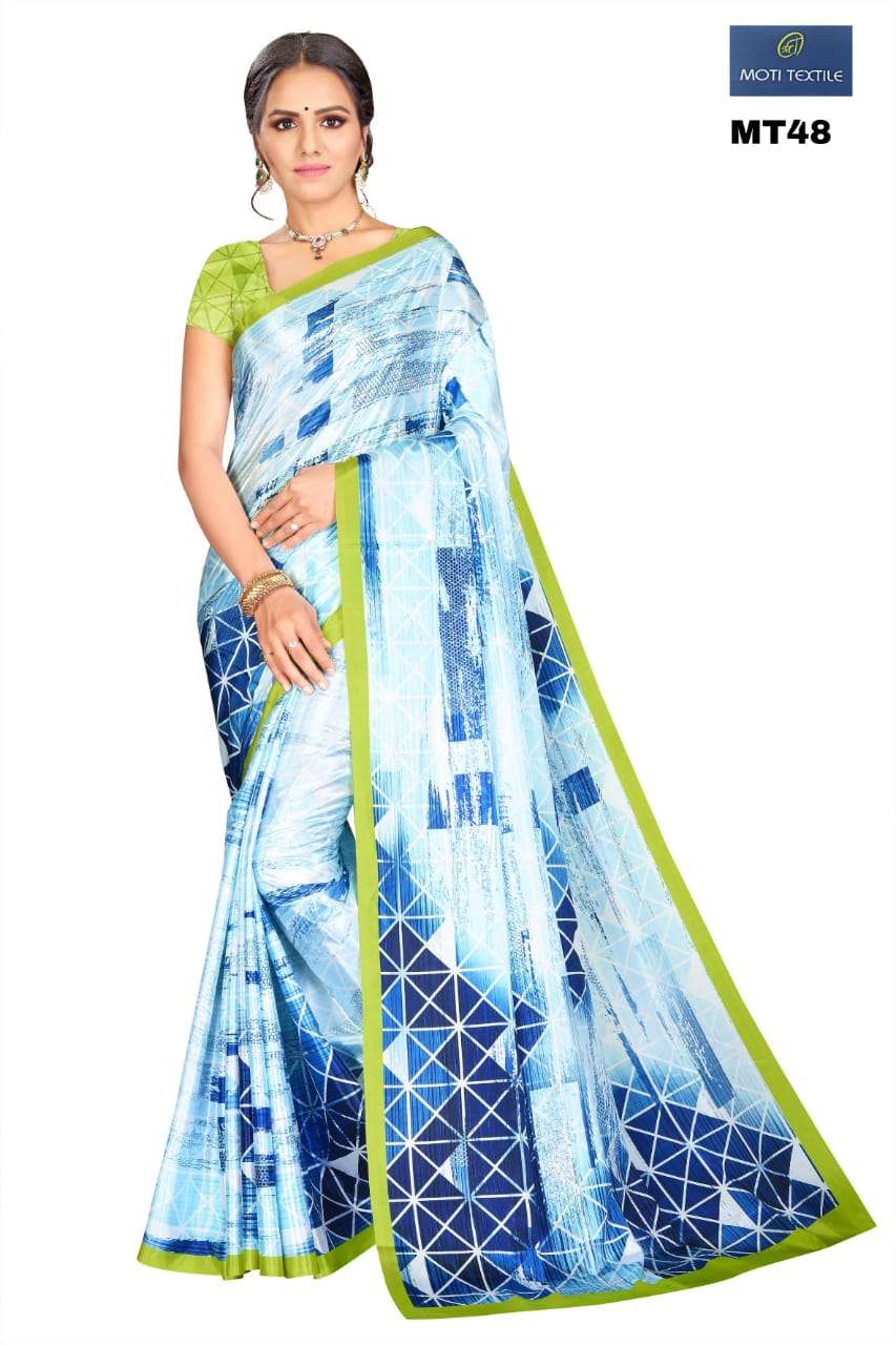 NAYRA BY MOTI TEXTILE 48 TO 52 SERIES INDIAN TRADITIONAL WEAR COLLECTION BEAUTIFUL STYLISH FANCY COLORFUL PARTY WEAR & OCCASIONAL WEAR SILK CREPE DIGITAL PRINT SAREES AT WHOLESALE PRICE
