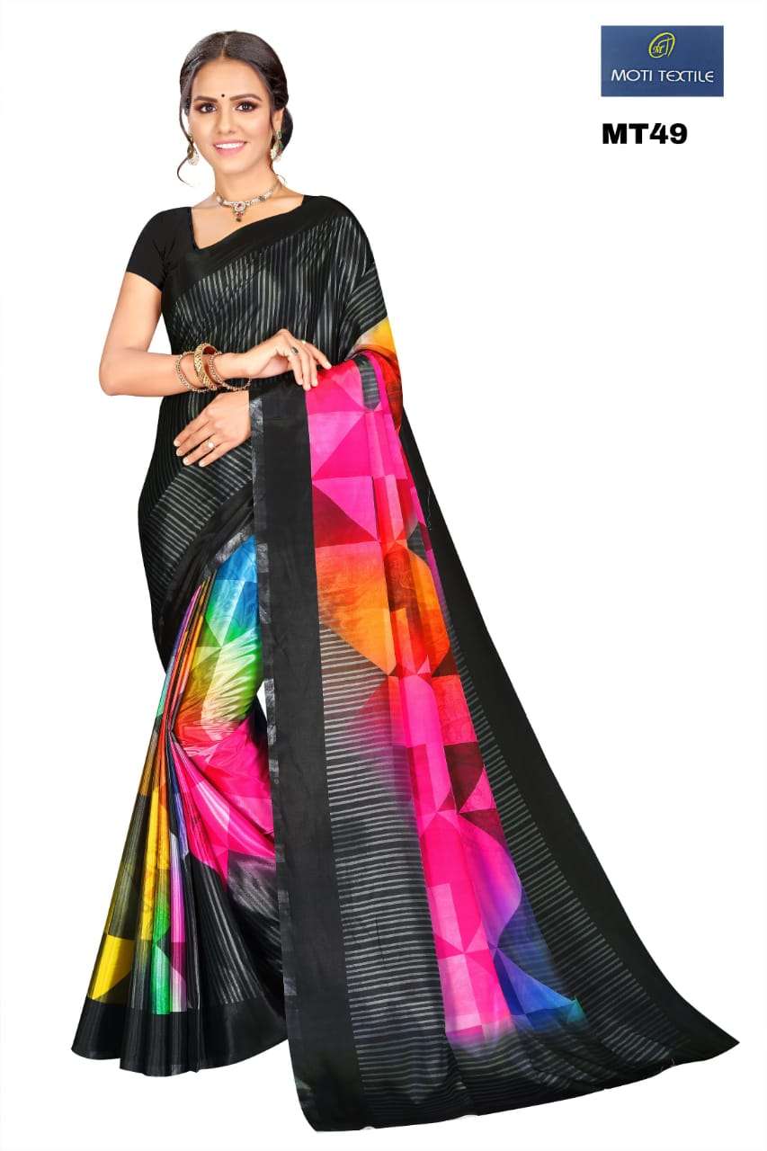 NAYRA BY MOTI TEXTILE 48 TO 52 SERIES INDIAN TRADITIONAL WEAR COLLECTION BEAUTIFUL STYLISH FANCY COLORFUL PARTY WEAR & OCCASIONAL WEAR SILK CREPE DIGITAL PRINT SAREES AT WHOLESALE PRICE