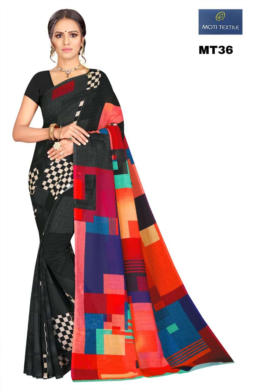 AAROHI BY MOTI TEXTILE 36 TO 47 SERIES INDIAN TRADITIONAL WEAR COLLECTION BEAUTIFUL STYLISH FANCY COLORFUL PARTY WEAR & OCCASIONAL WEAR GEORGETTE DIGITAL PRINT SAREES AT WHOLESALE PRICE