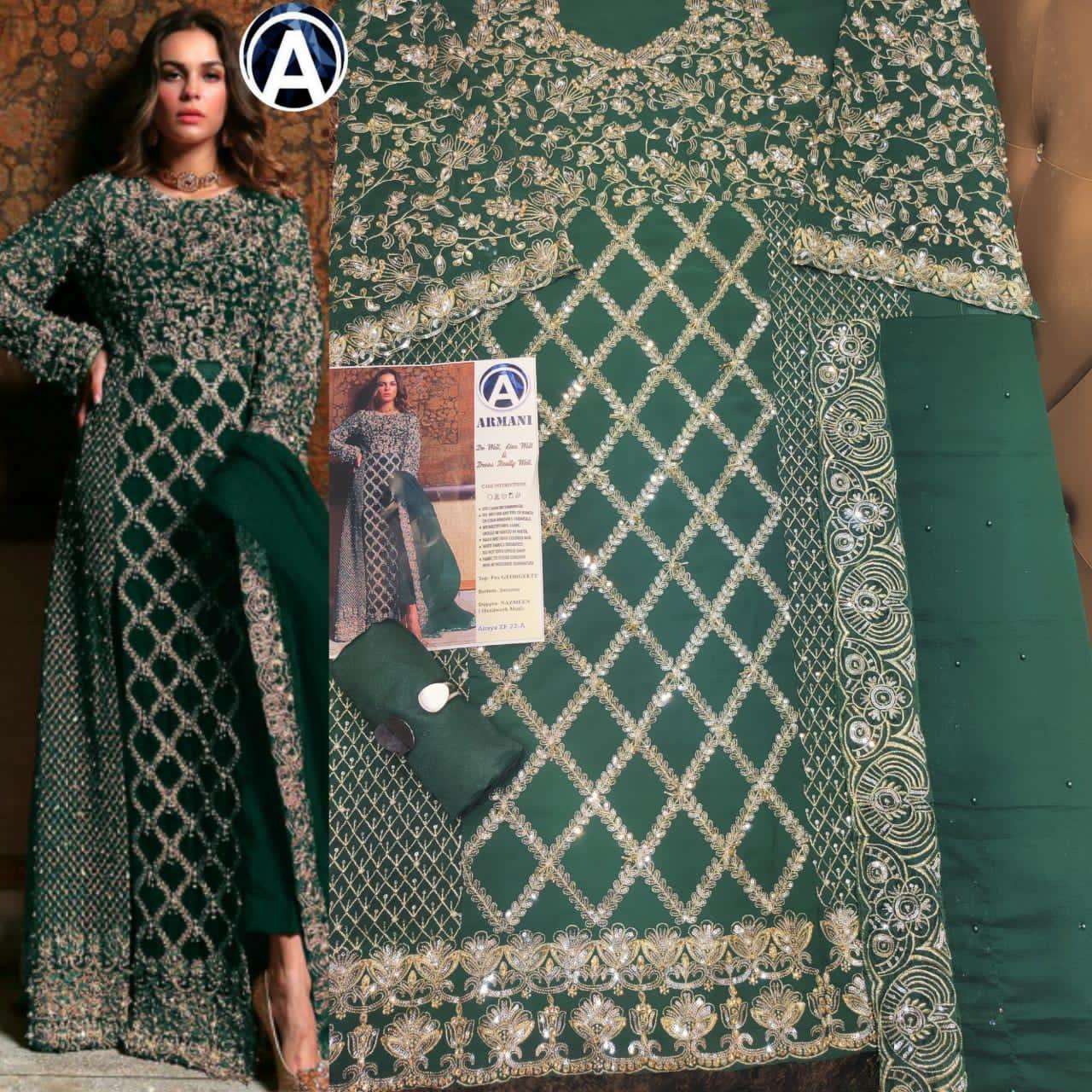 RIMISHA 06 BY ARMANI 22 TO 22-D SERIES Z DESIGNER SUITS BEAUTIFUL FANCY COLORFUL STYLISH PARTY WEAR & OCCASIONAL WEAR FAUX GEORGETTE HEAVY EMBROIDERED DRESSES AT WHOLESALE PRICE
