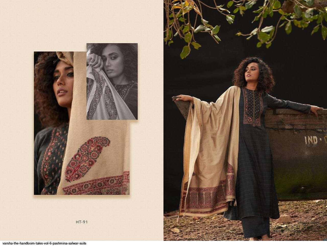 THE HANDLOOM TALES VOL-6 BY VARSHA FASHIONS 91 TO 98 SERIES BEAUTIFUL STYLISH COLORFUL FANCY PARTY WEAR & ETHNIC WEAR PASHMIAN TEXTURE PRINT WITH EMBROIDERY DRESSES AT WHOLESALE PRICE