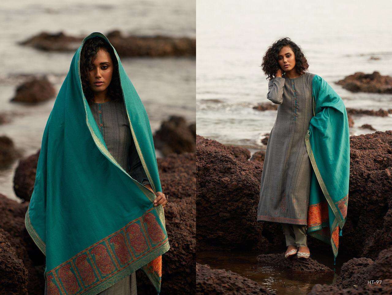 THE HANDLOOM TALES VOL-6 BY VARSHA FASHIONS 91 TO 98 SERIES BEAUTIFUL STYLISH COLORFUL FANCY PARTY WEAR & ETHNIC WEAR PASHMIAN TEXTURE PRINT WITH EMBROIDERY DRESSES AT WHOLESALE PRICE